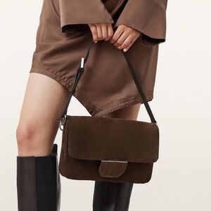 All Saints Brown ONDINE SUEDE SHOULDER BAG